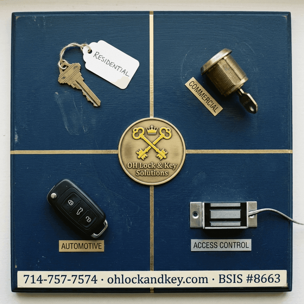 Social tile services grid real — OH Lock and Key marketing visual job by OH Lock and Key Solutions, Orange County (BSIS #8663)