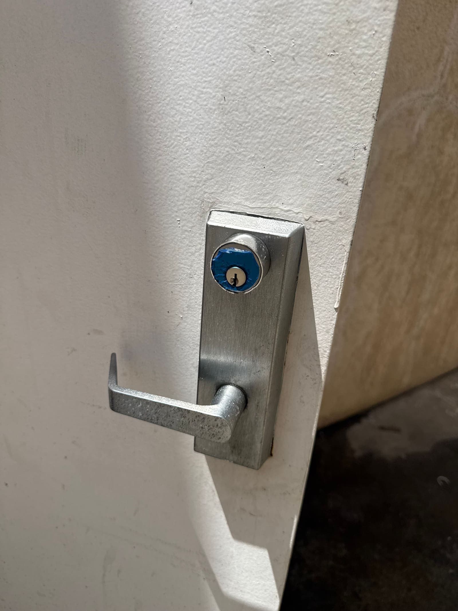 Commercial exit trim lever cylinder — commercial locksmith job by OH Lock and Key Solutions, Orange County (BSIS #8663)
