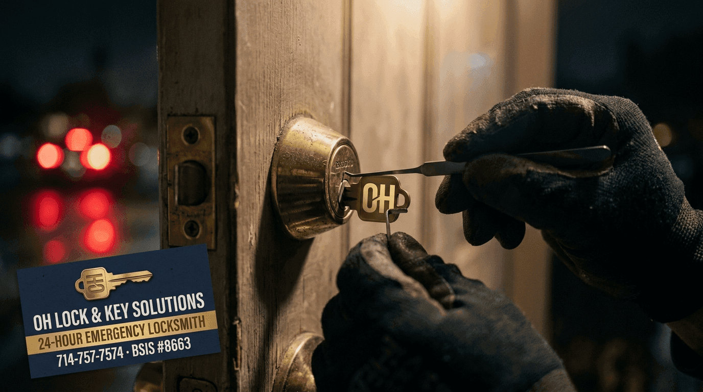 24-Hour Emergency Locksmith by OH Lock and Key Solutions — Orange County, CA (BSIS #8663).