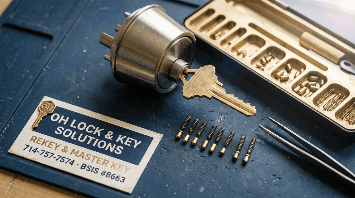 Rekey & Master-Key by OH Lock and Key Solutions — Orange County, CA (BSIS #8663).