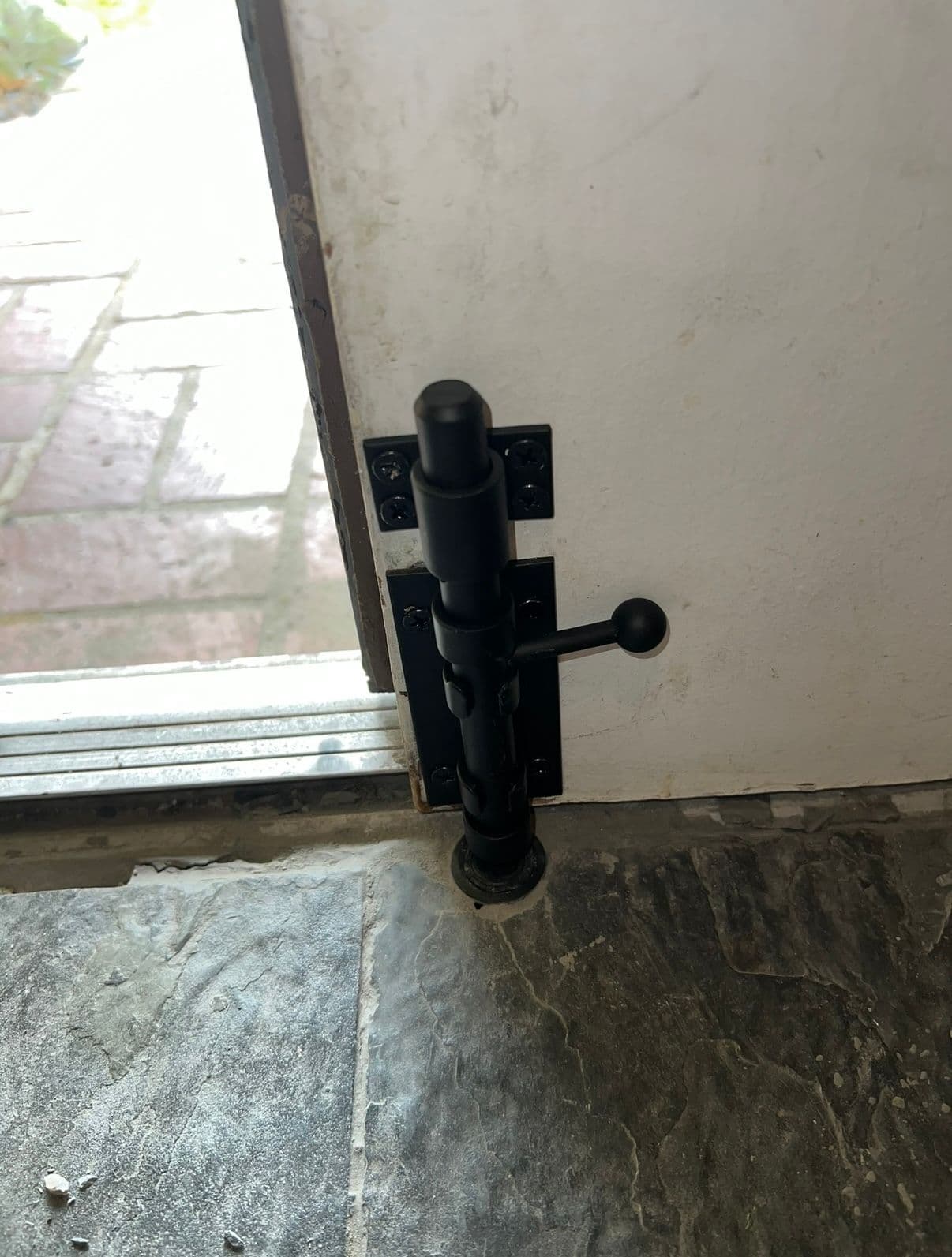 French door flush bolt matte black — specialty hardware job by OH Lock and Key Solutions, Orange County (BSIS #8663)