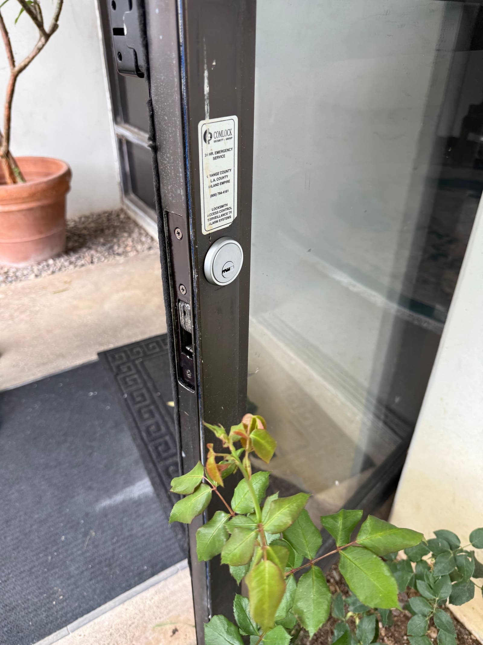 Storefront adams rite cylinder install — storefront door job by OH Lock and Key Solutions, Orange County (BSIS #8663)